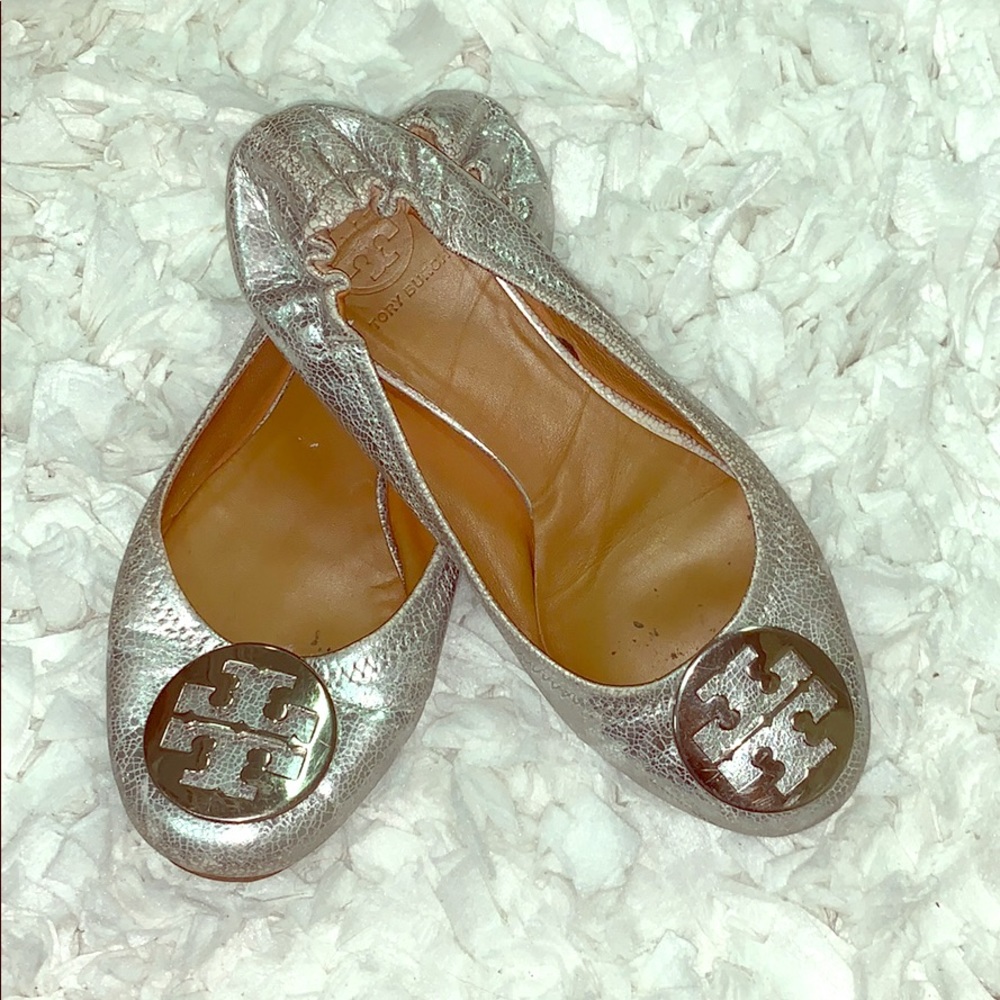 Tory Burch silver flats size 9